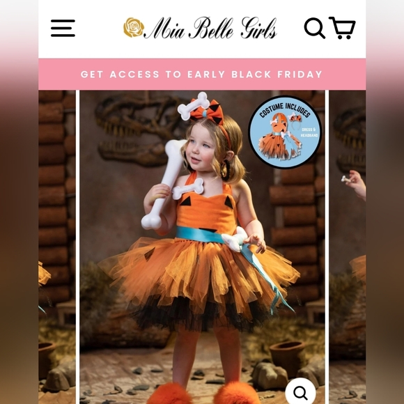 Pebbles Flinstone Costume (Mia Belle Girls) 2T - Picture 2 of 3